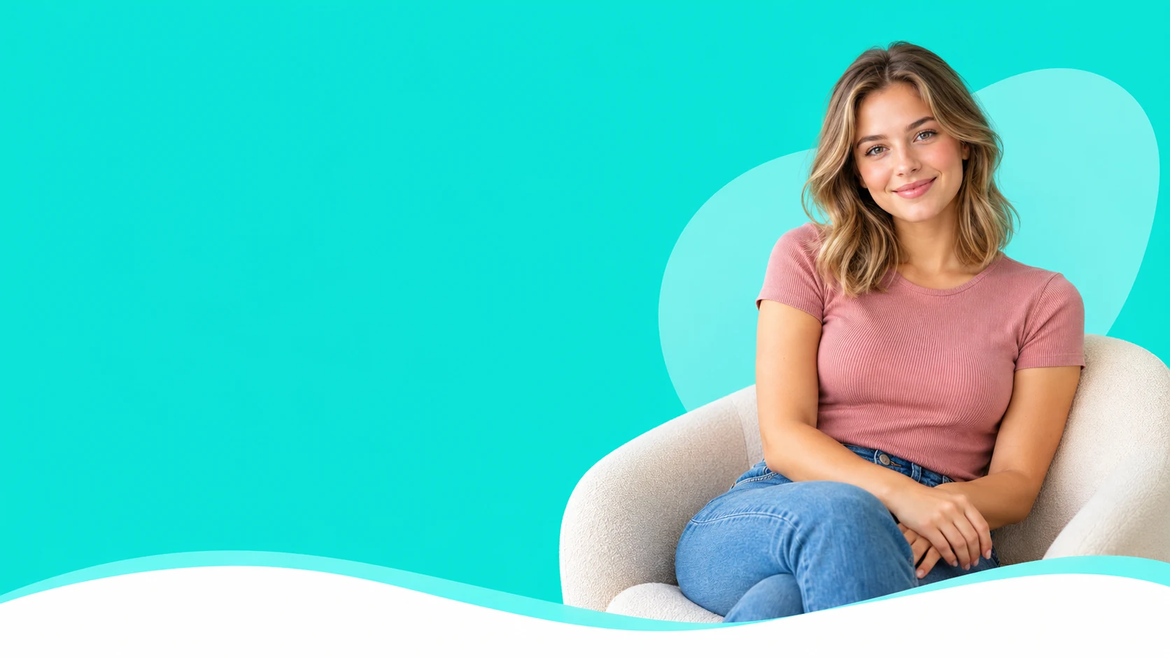Smiling woman in an armchair who knows her loan payoff date